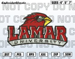 Lamar Cardinals Logo Embroidery Designs, NCAA Embroidery,Logo Sport Embroidery,Sport Embroidery