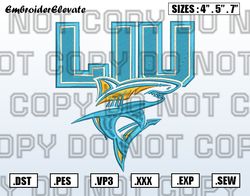 LIU Sharks Logos Embroidery Designs, NCAA Embroidery,Logo Sport Embroidery,Sport Embroidery,Digital Download