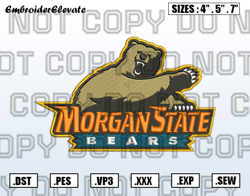 Morgan State Bears Logo Embroidery Designs File, Men's Basketball Embroidery Design, Instant Download