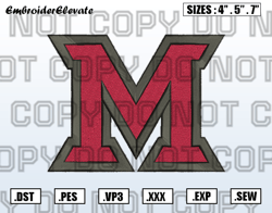 Miami (Ohio) Redhawks Logo Embroidery Designs ,NCAA Embroidery,Logo Sport Embroidery,Sport Embroidery,Digital Download