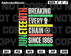 Juneteenth Breaking Every Chain Since Embroidery Design, Juneteenth 1865 Embroidery Design , Digital Download
