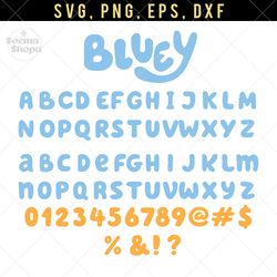Bluey Puppy Font SVG Clipart, Bluey letters SVG, font, Blue Font t shirt, Compatible with Cricut and Cutting Machine