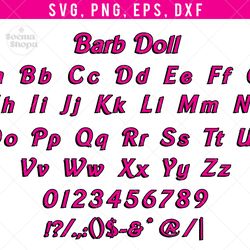 Pink Barb Doll SVG Font Clipart, Girl SVG font, Doll Font t shirt, Compatible with Cricut and Cutting Machine