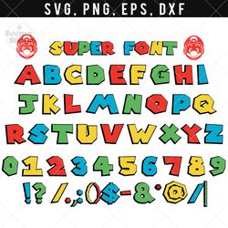 Super SVG Font Clipart, Mario SVG font, Mario Game Font Tshirt, Compatible with Cricut and Cutting Machine