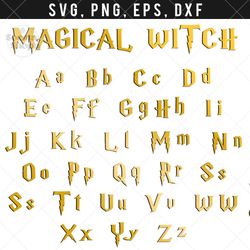 Magical Witch Font SVG Clipart, Harry Potter SVG font, Magician Font Tshirt, Compatible with Cricut and Cutting Machine