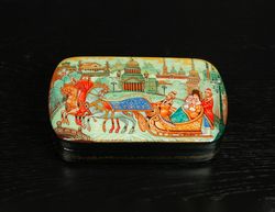 Winter in Saint Petersburg lacquer box hand-painted decorative art Three horses