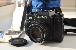zenit 122 soviet 35mm slr camera with helios 44m-6 2/58mm m42