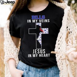 Buffalo Bills NFL In My Veins Jesus In My Heart Cross 2024 T Shirt