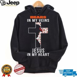 Chicago Bears NFL In My Veins Jesus In My Heart Cross 2024 T Shirt