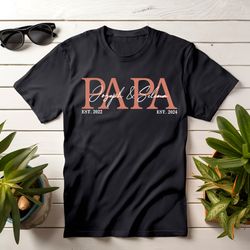 Papa T-Shirt, Dad T-Shirt With Names Of Children, Fathers Day Shirt, Happy Fathers Day Gift 2024 Shirt