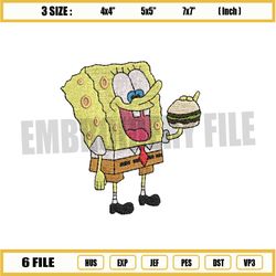SpongeBob Eating Burger Embroidery Png
