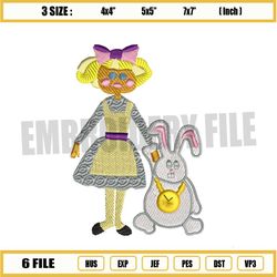 Alice and Mr. White Rabbit Embroidery Png