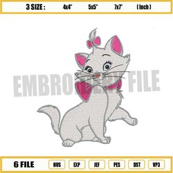 Marie The White Kitten Aristocats Embroidery Png
