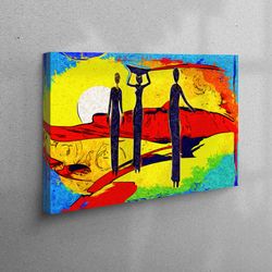 3d wall art, canvas decor, canvas print, african people painting, african landscape canvas decor, abstract sunset view c