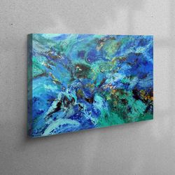 3D Wall Art, Large Canvas, 3D Canvas, Green And Blue Marble, Blue Marble Wall Decor, Modern Artwork, Green Marble Printe
