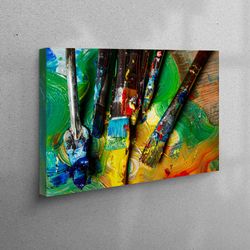 3d wall art, large wall art, wall art canvas, paint canvas, oil painting print, painter brushes canvas decor, colorful a