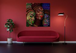 african women's print canvas wall art,print canvas of african women of color,beautiful african woman,abstract prints wal