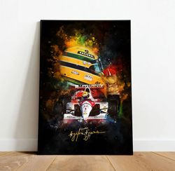 Ayrton Senna Canvas, Formula 1 Wall Art, Rainman Wall Decor, Rolled Canvas Print, Gifts For Formula 1 Wall Art Decor-1