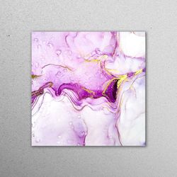 Mural Art, Tempered Glass, Glass Wall Art, Purple And Gold Marble, Modern Tempered Glass, Purple Glass, Shimmery Glass,