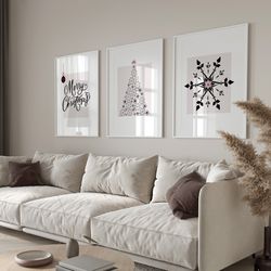 Gallery Set Of 3 Christmas Wall Art, Christmas decorations, Christmas Printable Wall Art, Xmas Printable Home Decor, Tre