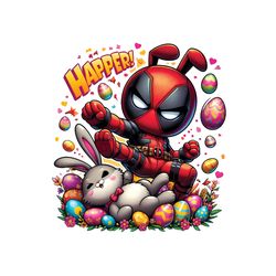 Chibi Bunny Deadpool Happer Happy Easter PNG