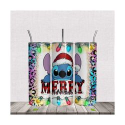 Merry Christmas Santa Stitch 20oz Tumbler Wrap PNG