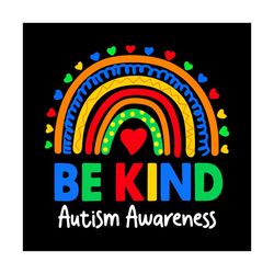 Autism Awareness To Be Kind Colorful Rainbow Heart PNG