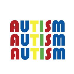 Autism Awareness Colorful Word Design PNG