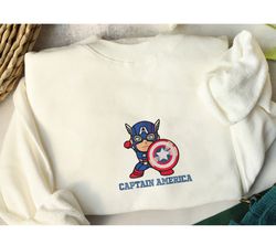 Captain America Embroidered Shirt, Captain America Embroidered Sweatshirt, Captain America Shirt, Captain America Hoodie