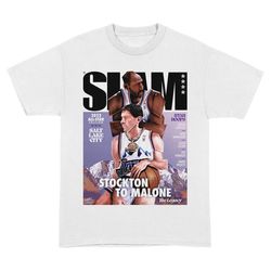 Utah Legends Basketball T-Shirt, Jazz Hall Of Fame Hoop Tee, Stockton Malone Vintage Style Graphic Tee