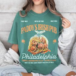 Retro Paddys Pub Graphic T-Shirt, Its Always Sunny in Philadelphia TV Show, Funny Charlie Kelly Spaghetti Policy, Irish