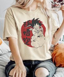 vintage dragon ball z shirt, akira toriyama shirt, dragon ball z, rip akira toriyama, young goku riding cloud portrait