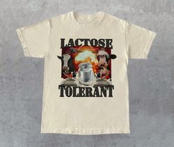 Lactose Tolerant Graphic T-Shirt, Retro Milk 90s Funny Shirt