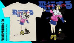 Oversized Cat Cartoon Graphic Tshirt Casual Baggy Short Slee