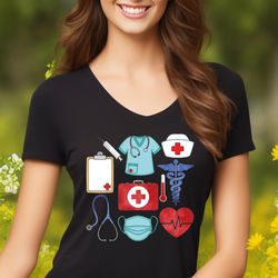 Nurse V-Neck Shirt, For Work Cute Nurse Shirt, Nurse T-shirt