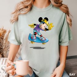 Disney Mickey Mouse Skateboard Shirt, Comfort Colors Disney