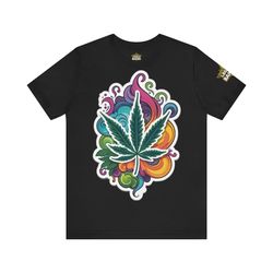 Bunter Cannabisblatt Unisex Jersey Kurzarm-T-Shirt