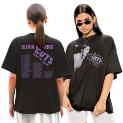 olivia rodrigo with tour dates tshirt, Olivia Tour 2024 tshirt, 100 Cotton T-shirt Black