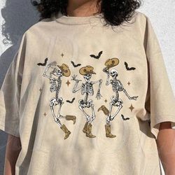 Dancing Cowboy Skeleton T-Shirt, Halloween Western Vibe Unisex Shirt, Vintage Skeleton Shirt, Spooky Season, Cowboy Fun