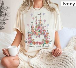 Disney Castle Floral Shirt, Happiest Place on Earth Shirt, Vintage Disney Shirt, Magic Kingdom Shirt, Disneyland Shirt