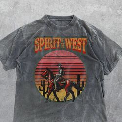 Spirit Of The West Retro Graphic T-Shirt, Vintage 90s Cowboy Graphic Shirt, Western Shirt, Unisex Graphic Shirts, Rodeo