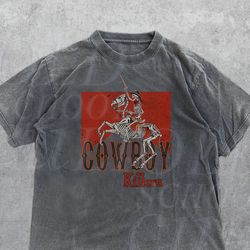 Vintage Cowboy 90s T-Shirt, Western Retro Graphic Shirt, Skeleton Wild West Shirt, Rodeo Shirt, Western Gift, Distressed