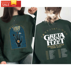 Greta Van Fleet Tour 2022 Sweatshirt Dreams In Gold Tour Moon Phase  Happy Place for Music Lovers