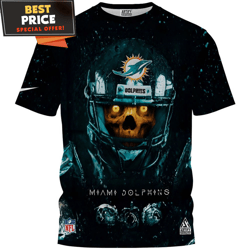 Miami Dolphins Skull Warrior in Space TShirt, Ultimate Dolphins Fan Gift  Best Personalized Gift  Unique Gifts Idea