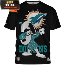 Miami Dolphins Snoopy Dabbing Big Fan Tshirt, Unique Gifts For Dolphins Fans undefined Best Personalized Gift undefined Unique Gifts Idea