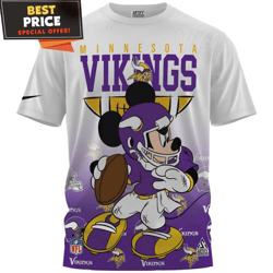 Minnesota Vikings x Mickey NFL PLayer Fullprinted TShirt, Gifts For Vikings Fans  Best Personalized Gift  Unique Gifts I