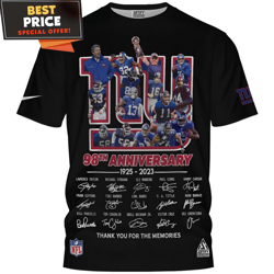 New York Giants 98th Anniversary 19252023 Thank You For The Memories TShirt, Gifts For Ny Giants Fans  Best Personalized