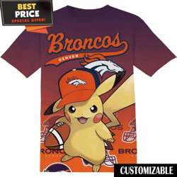 NFL Denver Broncos Pokemon Pikachu TShirt, NFL Graphic Tee for Men, Women, and Kids  Best Personalized Gift  Unique Gift