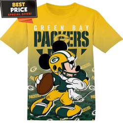 NFL Green Bay Packers Mickey TShirt, NFL Graphic Tee for Men, Women, and Kids  Best Personalized Gift  Unique Gifts Idea