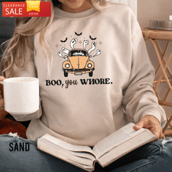 Boo You Whore Cute Ghost Halloween Shirt  Happy Place for Music Lovers
